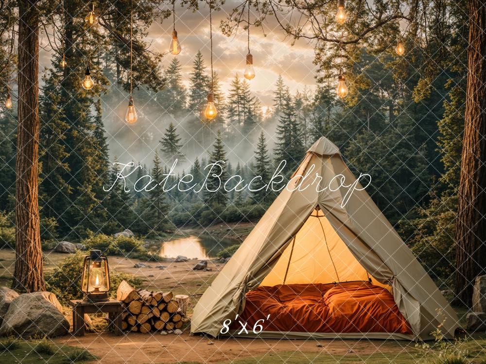 Kate Camping Forêt Tente Lumières Toile de fond conçue par Emetselch - Kate Backdrop FR
