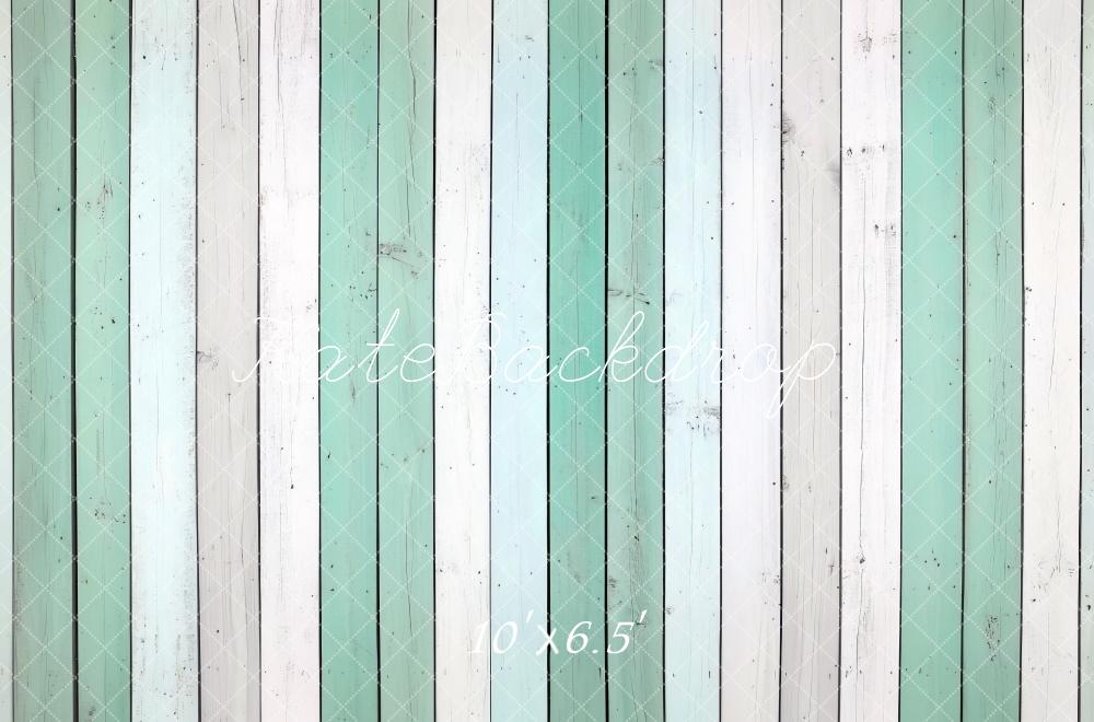 Kate Vert menthe Blanc Planche de bois Sol Toile de fond conçue par Mini MakeBelieve - Kate Backdrop FR