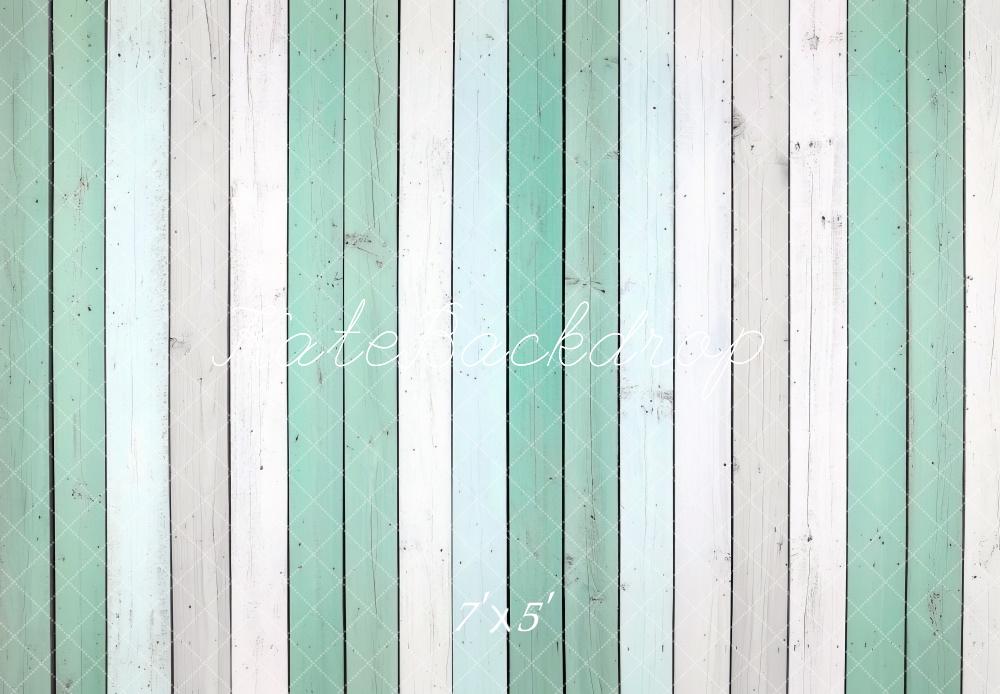 Kate Vert menthe Blanc Planche de bois Sol Toile de fond conçue par Mini MakeBelieve - Kate Backdrop FR