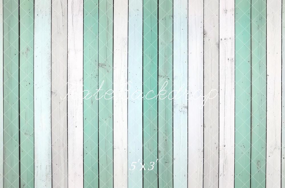 Kate Vert menthe Blanc Planche de bois Sol Toile de fond conçue par Mini MakeBelieve - Kate Backdrop FR