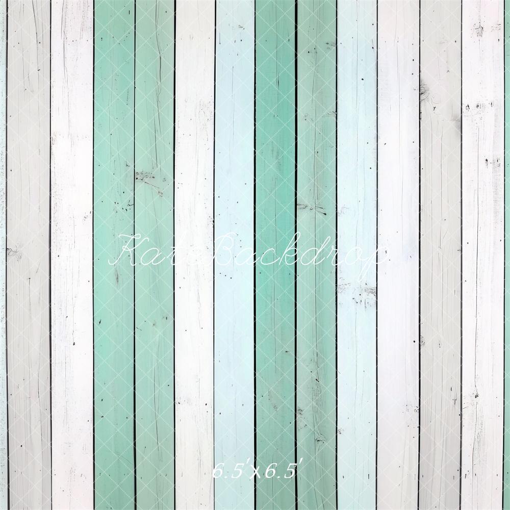 Kate Vert menthe Blanc Planche de bois Sol Toile de fond conçue par Mini MakeBelieve - Kate Backdrop FR
