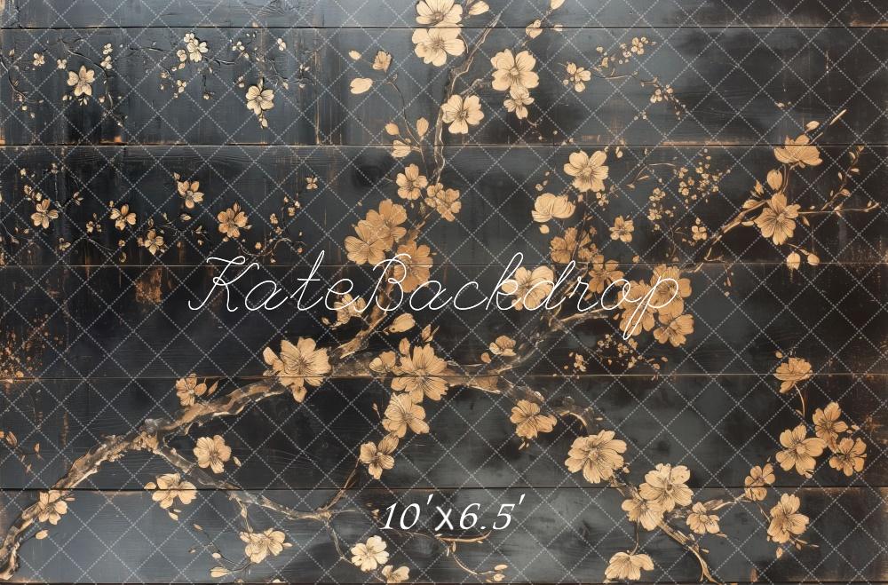 Kate Vintage Fleurs Sombre Mur Sol Toile de fond conçue par Mini MakeBelieve - Kate Backdrop FR