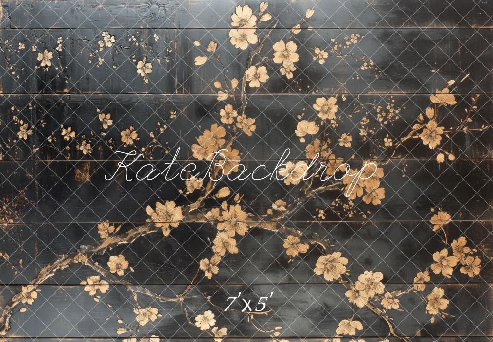 Kate Vintage Fleurs Sombre Mur Sol Toile de fond conçue par Mini MakeBelieve - Kate Backdrop FR