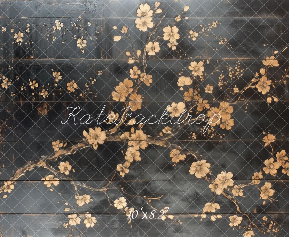 Kate Vintage Fleurs Sombre Mur Sol Toile de fond conçue par Mini MakeBelieve - Kate Backdrop FR