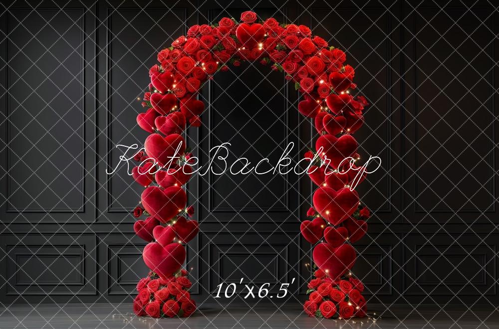 Kate Saint Valentin Roses Rouges Cœur Arche Toile de fond conçue par Mini MakeBelieve - Kate Backdrop FR