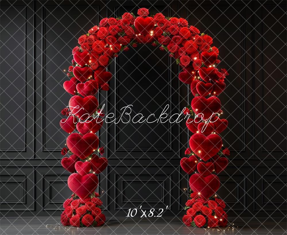 Kate Saint Valentin Roses Rouges Cœur Arche Toile de fond conçue par Mini MakeBelieve - Kate Backdrop FR