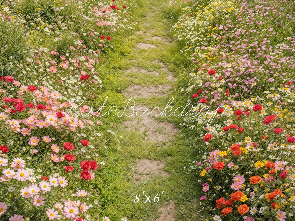 Kate Printemps Fleurs Allée Herbe Sol Toile de fond conçue par Emetselch - Kate Backdrop FR