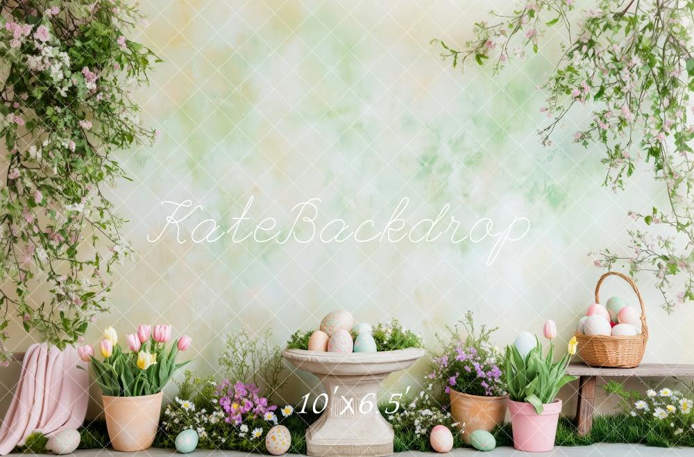 Kate Pâques Œufs Fleur Printemps Jardin Toile de fond conçue par Patty Roberts - Kate Backdrop FR