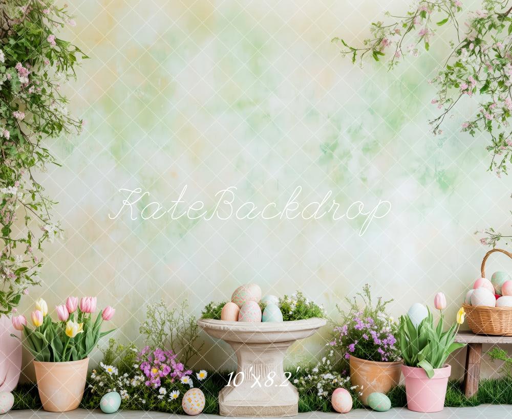 Kate Pâques Œufs Fleur Printemps Jardin Toile de fond conçue par Patty Roberts - Kate Backdrop FR