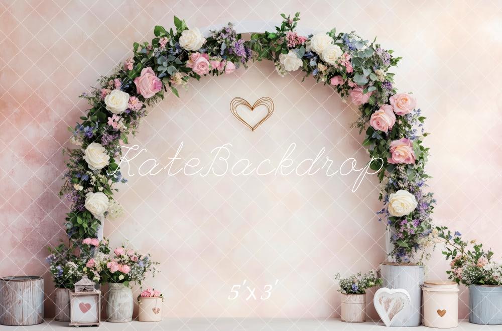 Kate Saint Valentin Arche de Fleurs Romantique Toile de fond conçue par Patty Roberts - Kate Backdrop FR