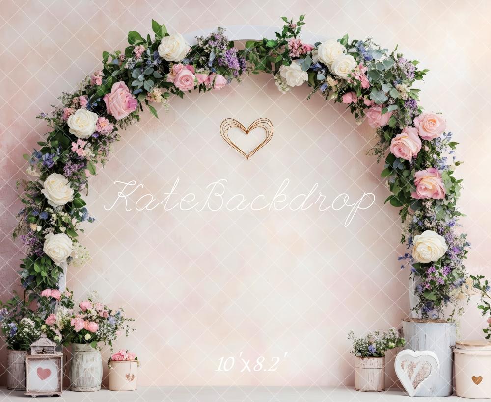 Kate Saint Valentin Arche de Fleurs Romantique Toile de fond conçue par Patty Roberts - Kate Backdrop FR
