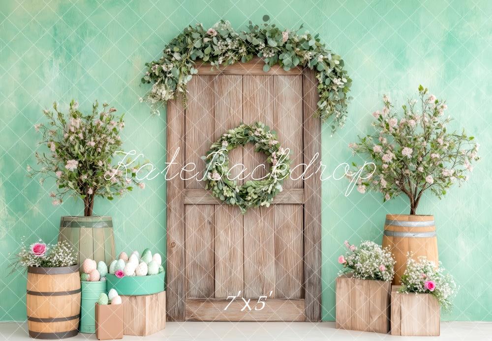 Kate Pâques Rustique Porte Vert Toile de fond conçue par Patty Roberts - Kate Backdrop FR