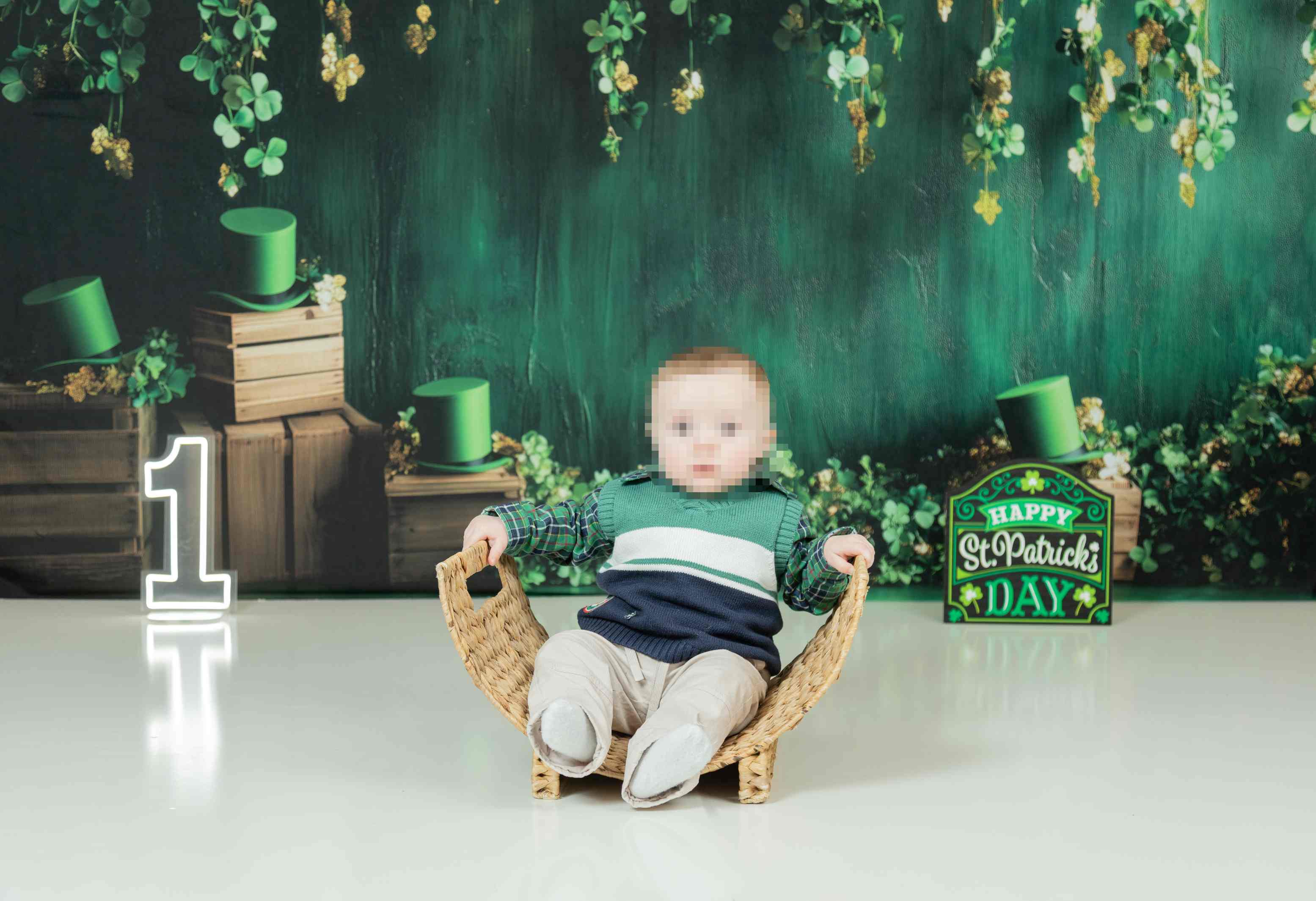 Kate Trèfle La Saint-Patrick Rustique Toile de fond conçue par Patty Roberts - Kate Backdrop FR