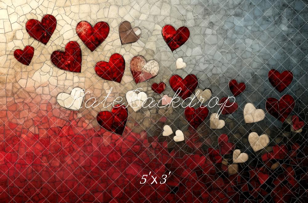 Kate Saint Valentin Cœur Mur de Pierre Dégradé Toile de fond conçue par Patty Roberts - Kate Backdrop FR