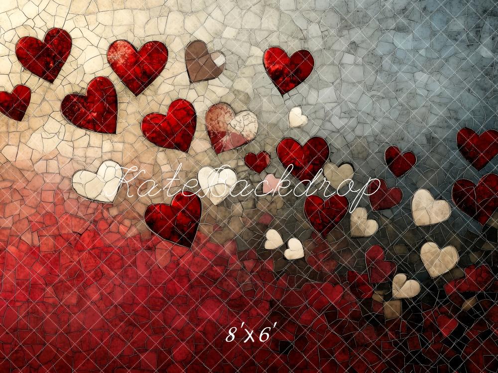 Kate Saint Valentin Cœur Mur de Pierre Dégradé Toile de fond conçue par Patty Roberts - Kate Backdrop FR