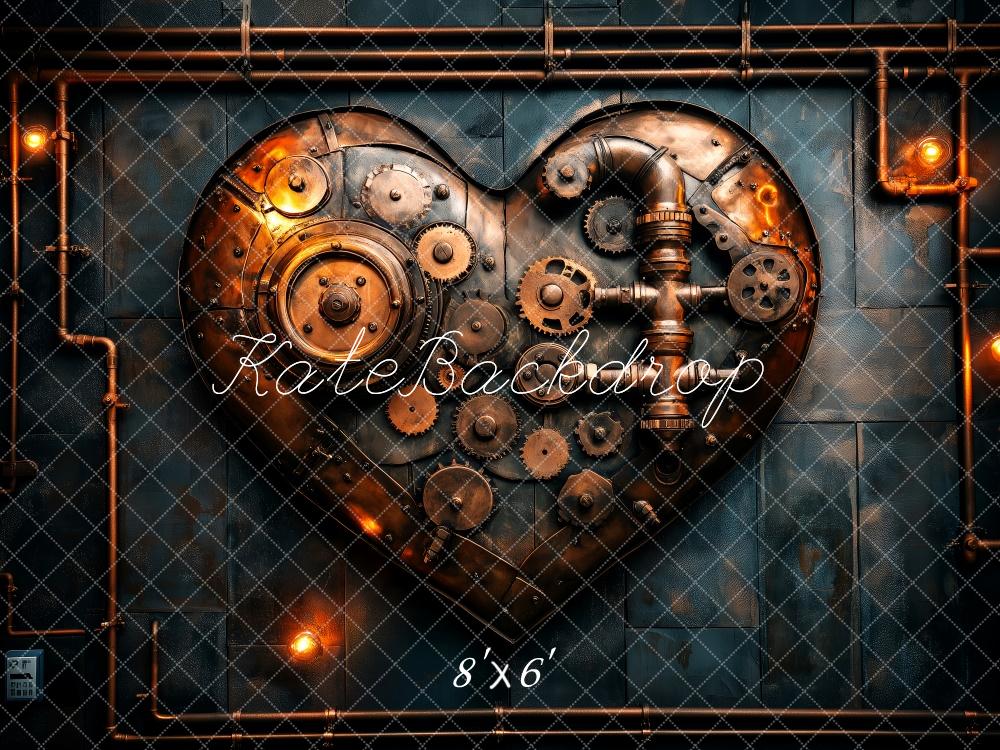 Kate Saint Valentin Coeur Steampunk Engrenages Toile de fond conçue par Patty Roberts - Kate Backdrop FR