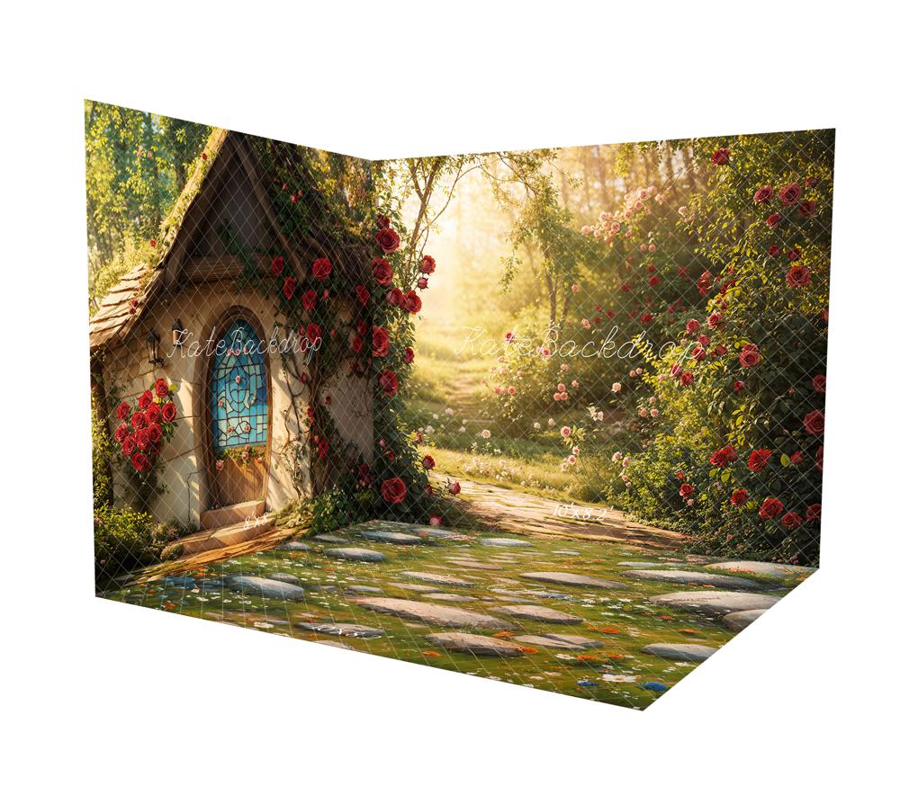 Kate Saint Valentin Fée Chalet Roses Forêt Ensemble de chambre - Kate Backdrop FR