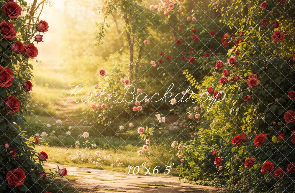 Kate Saint Valentin Jardin Soleil Roses Toile de fond conçue par Emetselch - Kate Backdrop FR