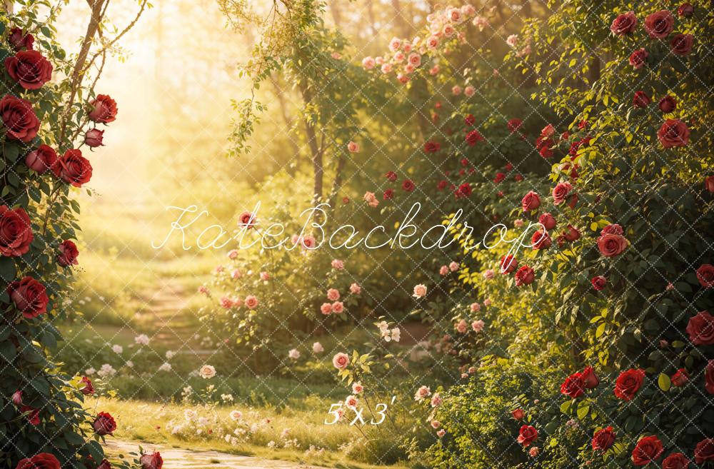 Kate Saint Valentin Jardin Soleil Roses Toile de fond conçue par Emetselch - Kate Backdrop FR