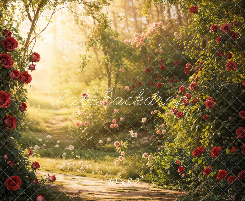 Kate Saint Valentin Jardin Soleil Roses Toile de fond conçue par Emetselch - Kate Backdrop FR