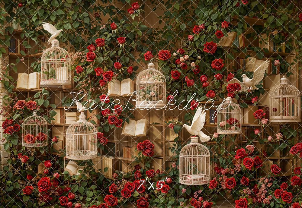 Kate Saint Valentin Roses Cage à oiseaux Toile de fond conçue par Emetselch - Kate Backdrop FR