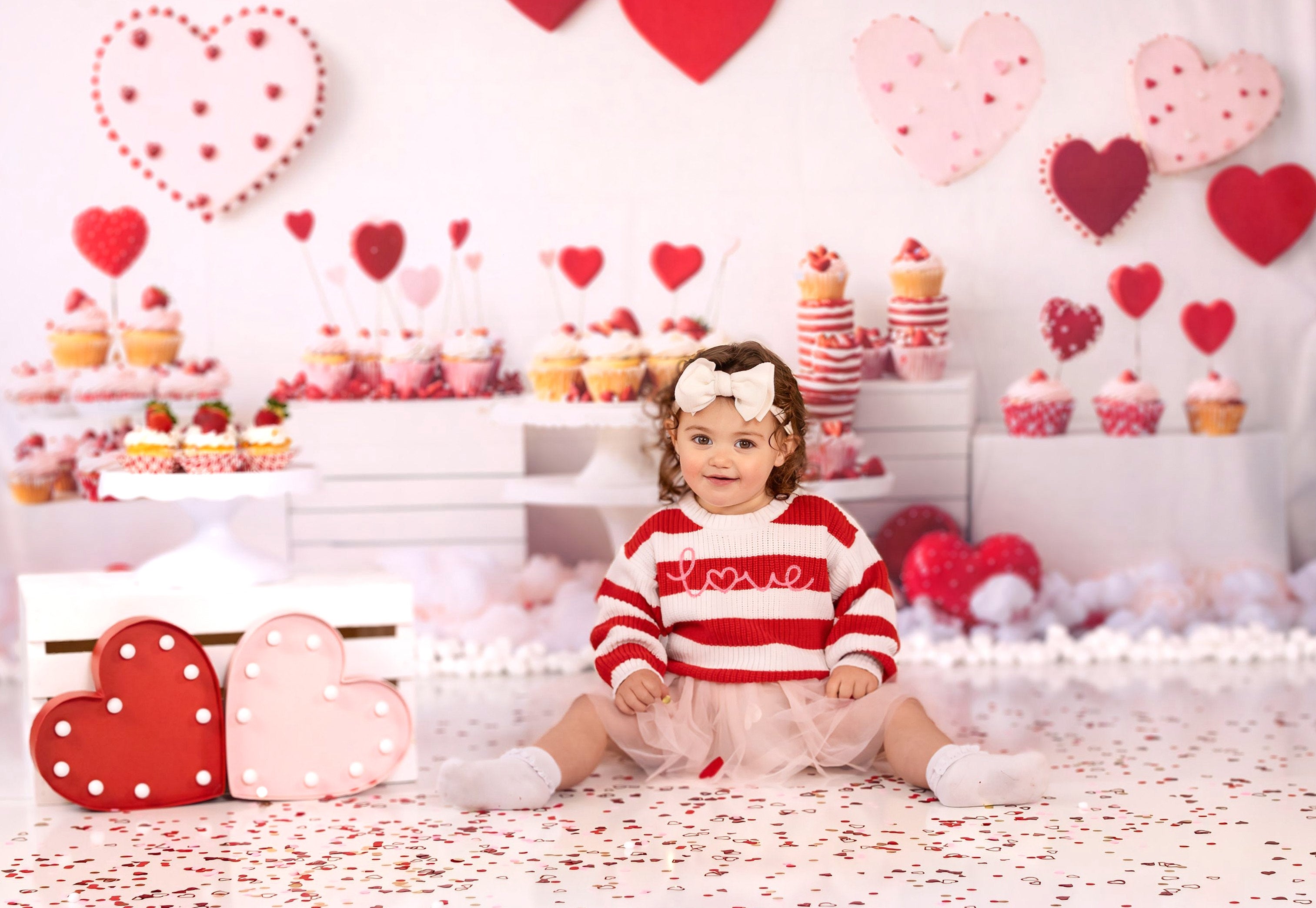 Kate Saint Valentin Petit Gâteau Dessert Rouge Toile de fond conçue par Emetselch - Kate Backdrop FR