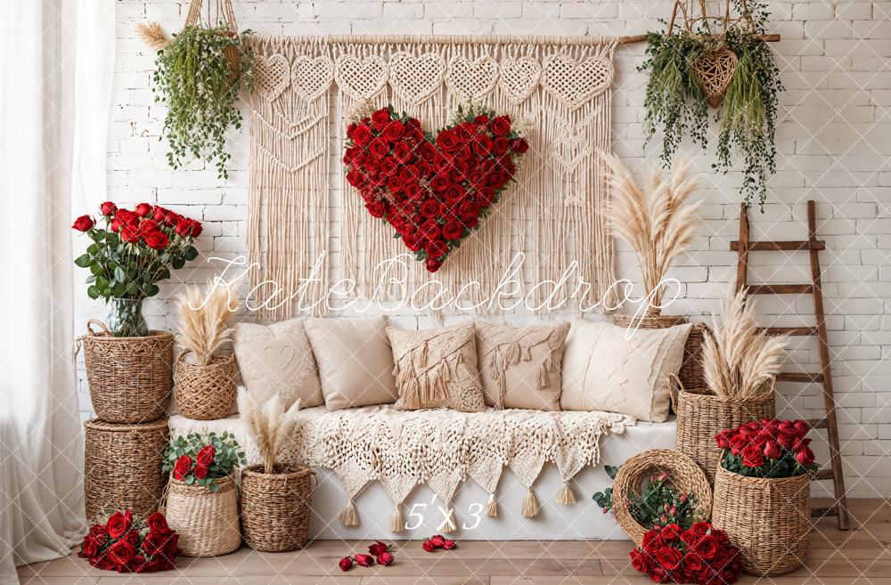 Kate Saint Valentin Bohème Roses Canapé Toile de fond conçue par Emetselch - Kate Backdrop FR