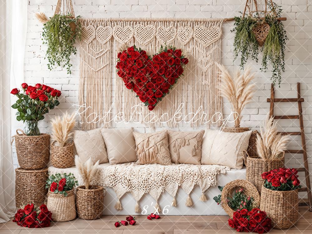 Kate Saint Valentin Bohème Roses Canapé Toile de fond conçue par Emetselch - Kate Backdrop FR