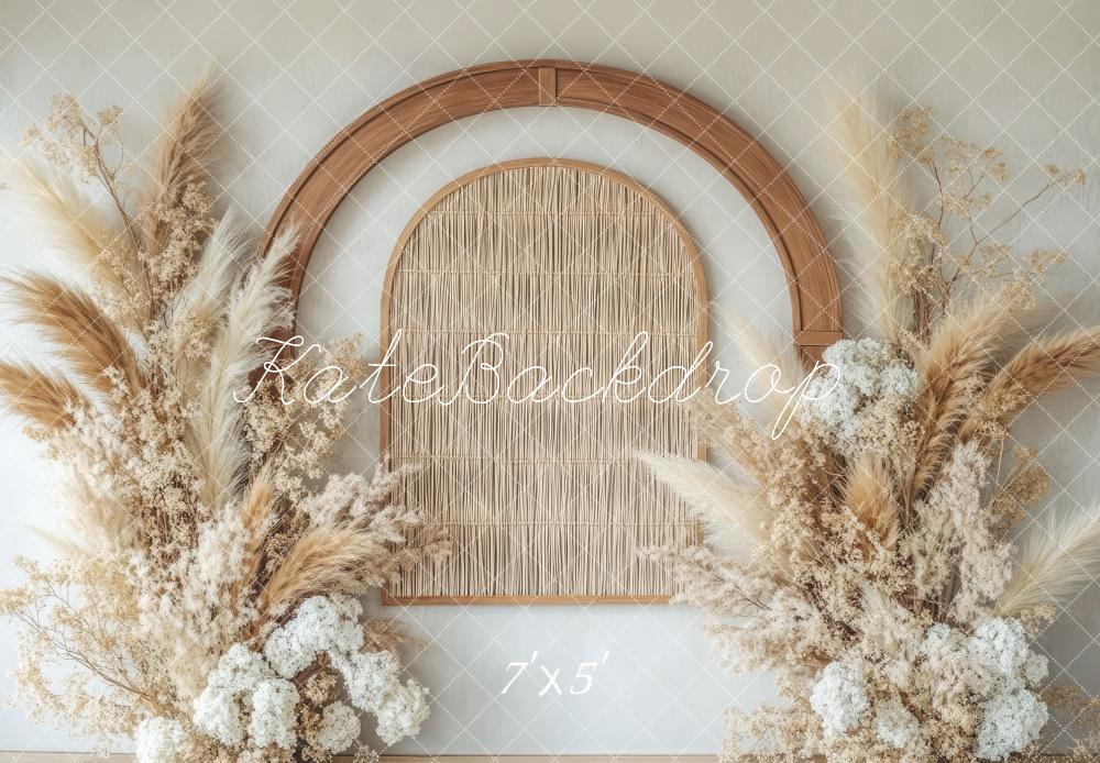 Kate Bohème Fleurs Arche Beige Neutre Toile de fond conçue par Mini MakeBelieve - Kate Backdrop FR