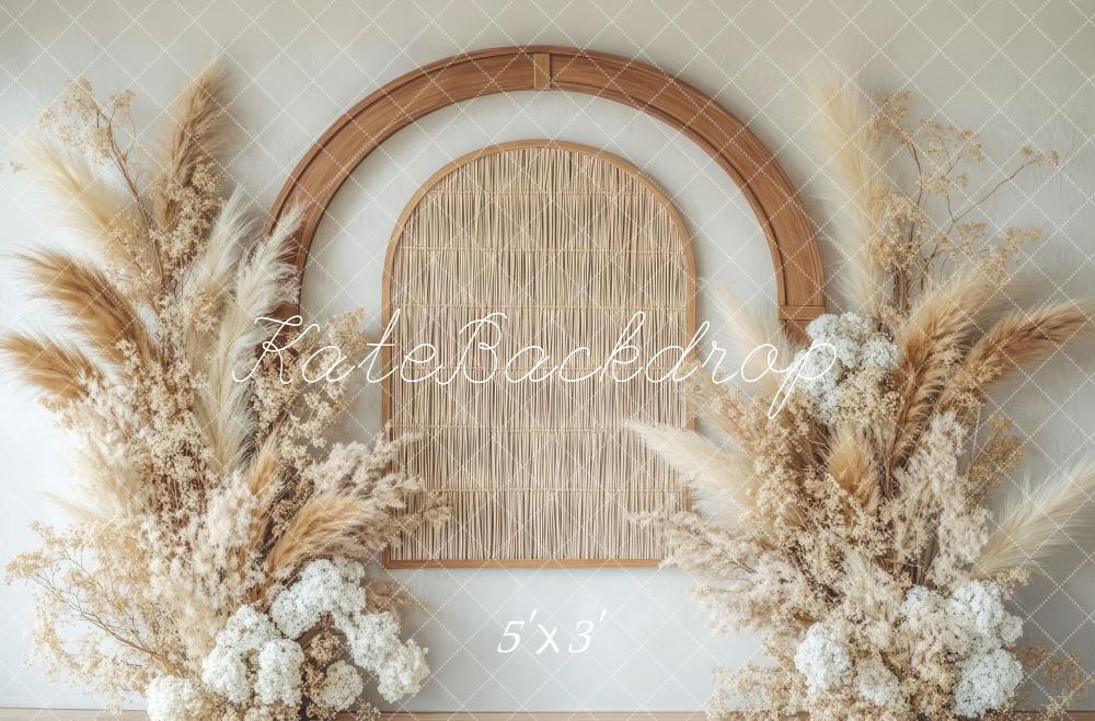Kate Bohème Fleurs Arche Beige Neutre Toile de fond conçue par Mini MakeBelieve - Kate Backdrop FR