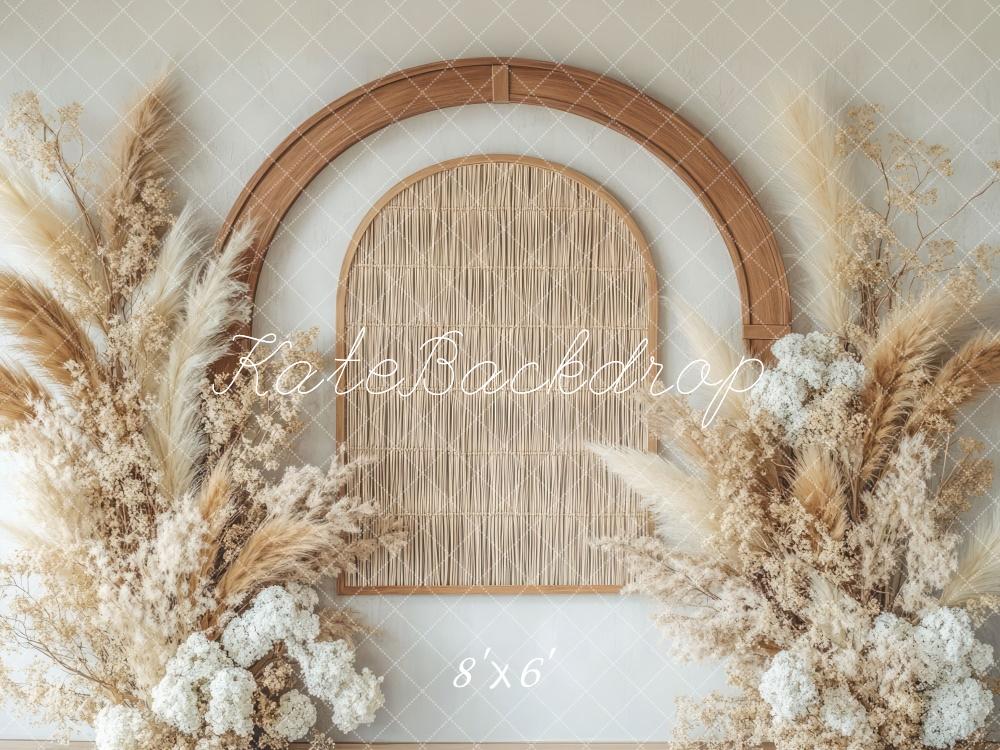 Kate Bohème Fleurs Arche Beige Neutre Toile de fond conçue par Mini MakeBelieve - Kate Backdrop FR