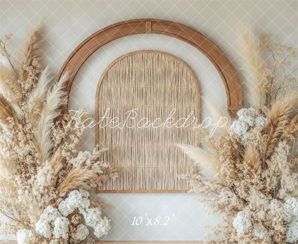 Kate Bohème Fleurs Arche Beige Neutre Toile de fond conçue par Mini MakeBelieve - Kate Backdrop FR