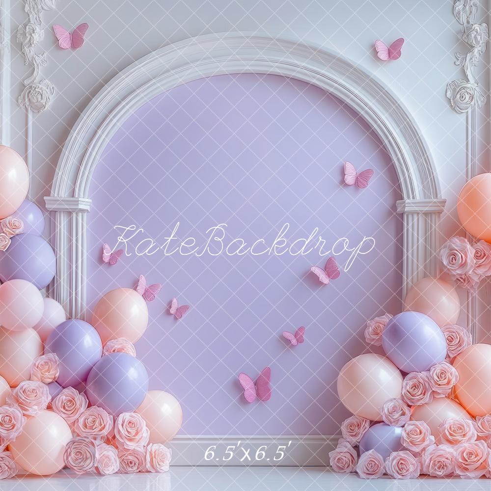 Kate Ballons Fleurs Arche Papillon Rétro Anniversaire Toile de fond conçue par Mini MakeBelieve - Kate Backdrop FR