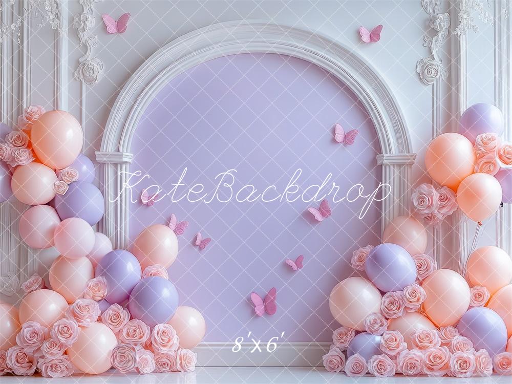 Kate Ballons Fleurs Arche Papillon Rétro Anniversaire Toile de fond conçue par Mini MakeBelieve - Kate Backdrop FR