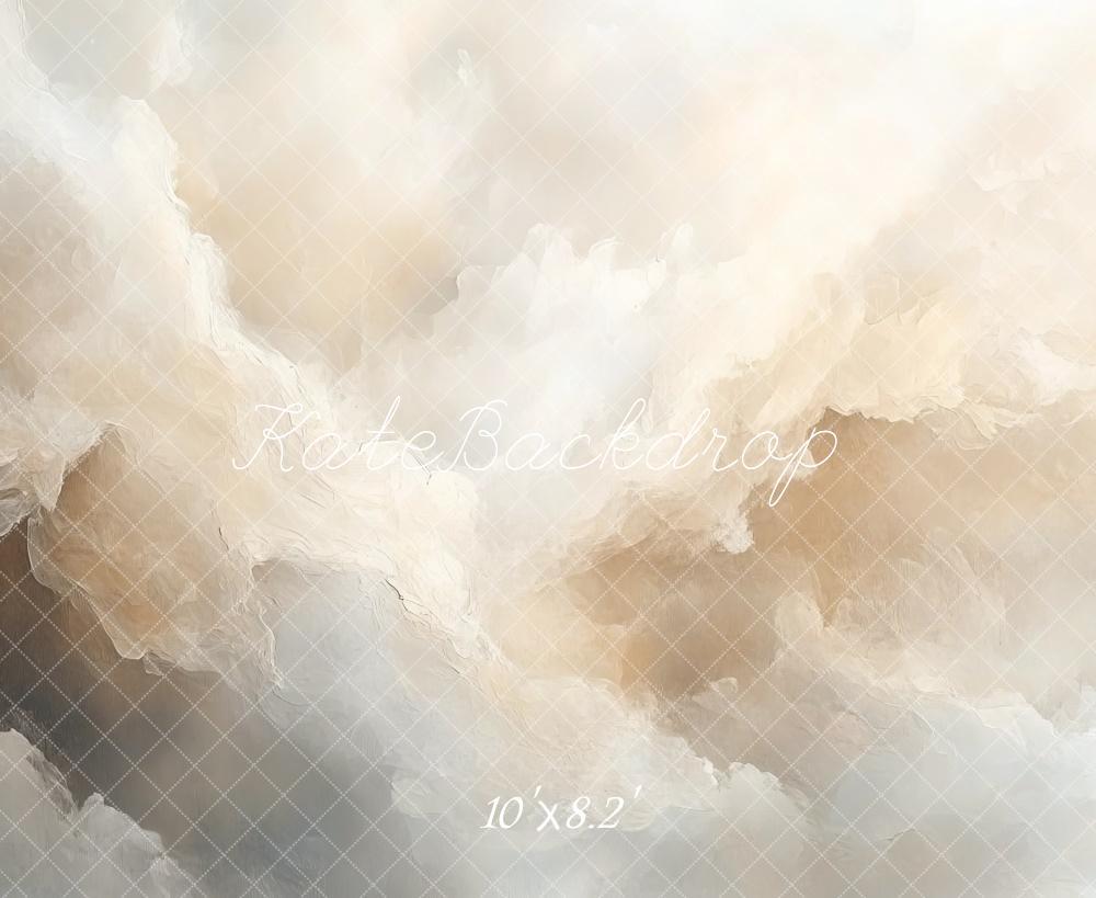 Kate Abstrait Marbre Nuage Beige Mur Sol Toile de fond conçue par Mini MakeBelieve - Kate Backdrop FR