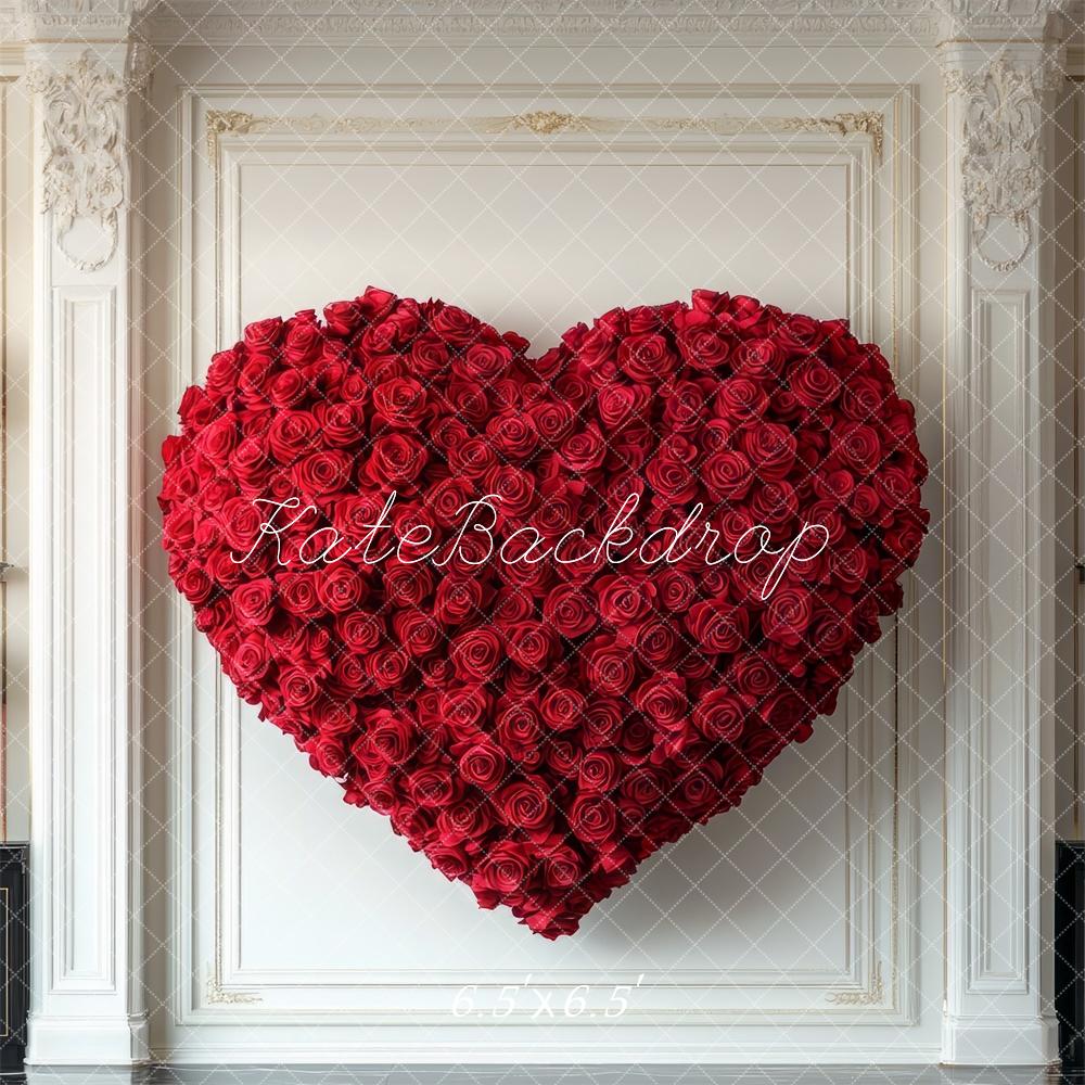 Kate Saint Valentin Roses Rouge Cœur Rétro Toile de fond conçue par Mini MakeBelieve - Kate Backdrop FR