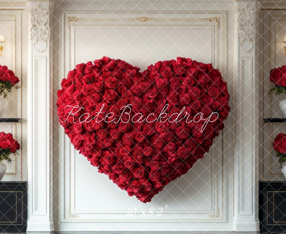 Kate Saint Valentin Roses Rouge Cœur Rétro Toile de fond conçue par Mini MakeBelieve - Kate Backdrop FR