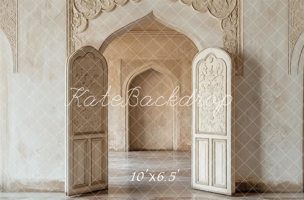 Kate Château Rétro Élégant Porte Beige Toile de fond conçue par Mini MakeBelieve - Kate Backdrop FR