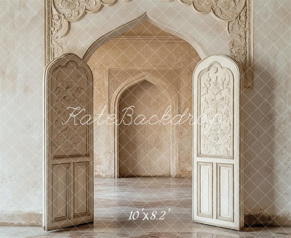 Kate Château Rétro Élégant Porte Beige Toile de fond conçue par Mini MakeBelieve - Kate Backdrop FR