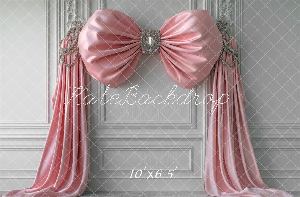 Kate Noeud Rose Mur Rétro Blanc Toile de fond conçue par Mini MakeBelieve - Kate Backdrop FR