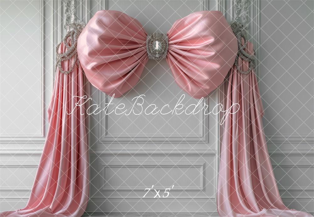 Kate Noeud Rose Mur Rétro Blanc Toile de fond conçue par Mini MakeBelieve - Kate Backdrop FR