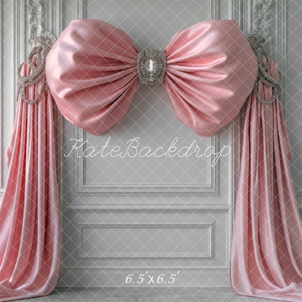 Kate Noeud Rose Mur Rétro Blanc Toile de fond conçue par Mini MakeBelieve - Kate Backdrop FR