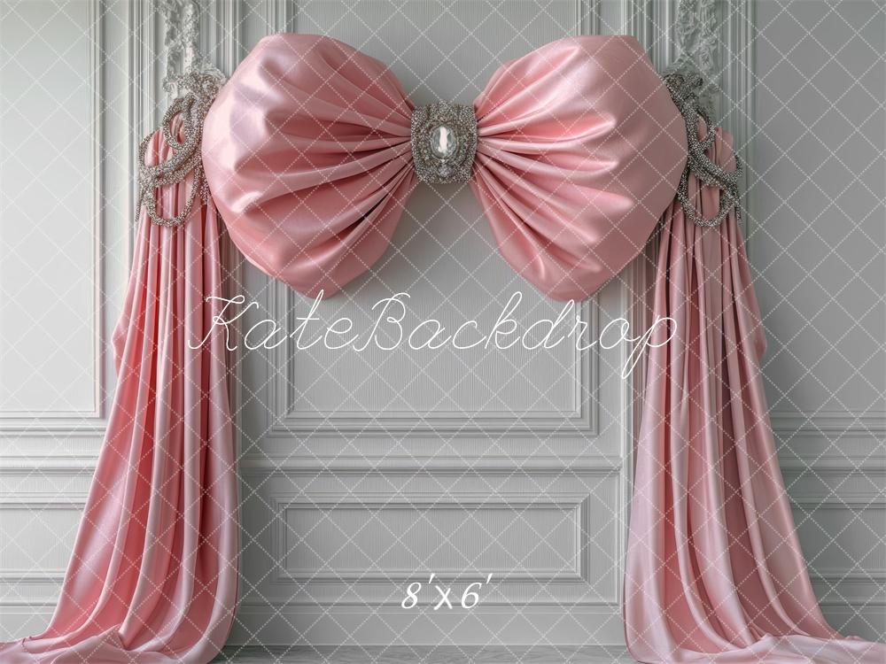 Kate Noeud Rose Mur Rétro Blanc Toile de fond conçue par Mini MakeBelieve - Kate Backdrop FR