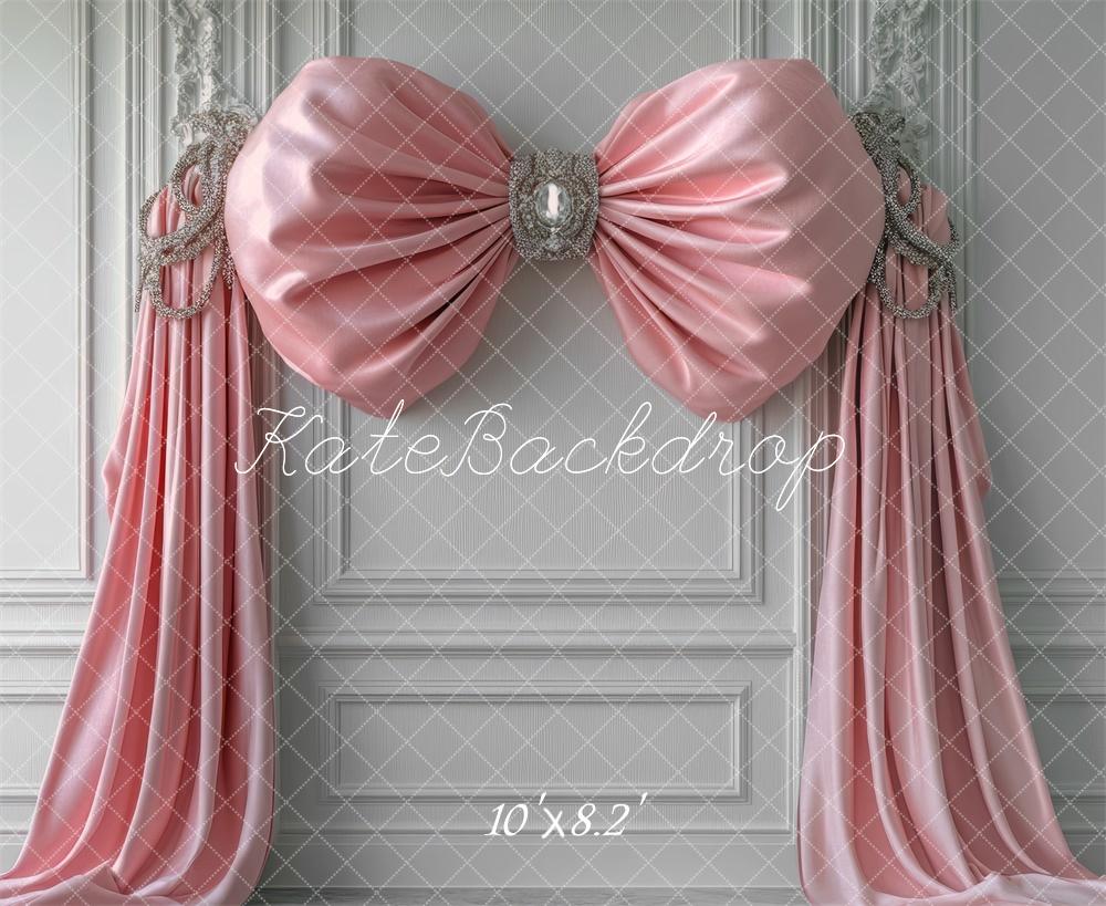 Kate Noeud Rose Mur Rétro Blanc Toile de fond conçue par Mini MakeBelieve - Kate Backdrop FR
