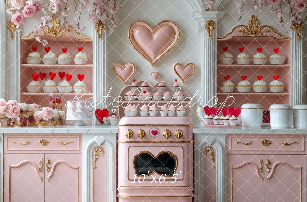 Kate Saint Valentin Rose Cuisine Gâteaux Toile de fond conçue par Mini MakeBelieve - Kate Backdrop FR