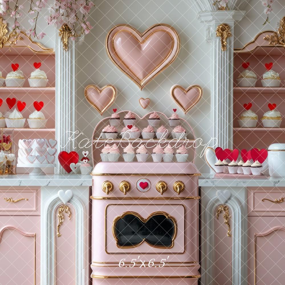 Kate Saint Valentin Rose Cuisine Gâteaux Toile de fond conçue par Mini MakeBelieve - Kate Backdrop FR