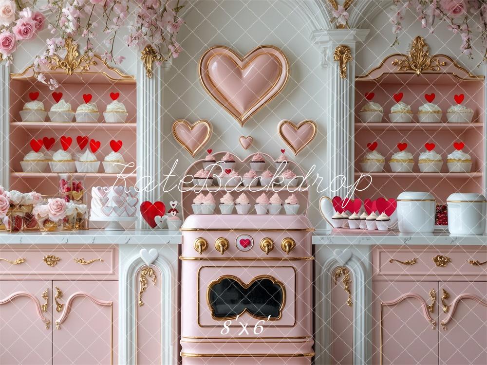 Kate Saint Valentin Rose Cuisine Gâteaux Toile de fond conçue par Mini MakeBelieve - Kate Backdrop FR