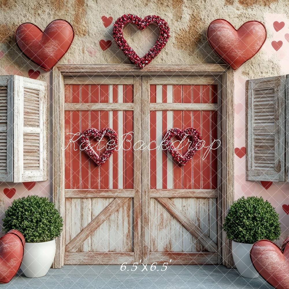 Kate Saint Valentin Cœur Porte Rustique Toile de fond conçue par Mini MakeBelieve - Kate Backdrop FR