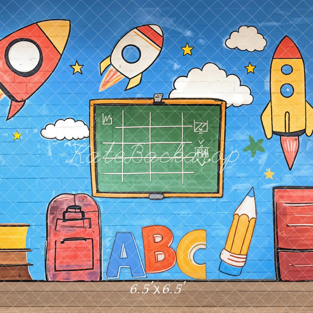 Kate Cake Smash Graffiti Roquettes Scolaire Toile de fond conçue par Emetselch - Kate Backdrop FR