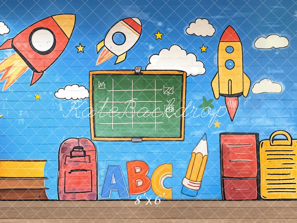Kate Cake Smash Graffiti Roquettes Scolaire Toile de fond conçue par Emetselch - Kate Backdrop FR